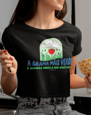 Cropped A Grama mais Verde – Preta