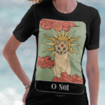 Camiseta Tarô Gatinho Sol - Preta