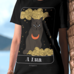 Camiseta Tarô Gatinho Lua - Preta