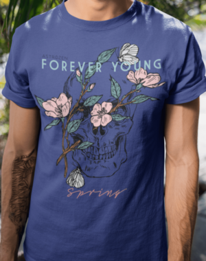 Camiseta Forever Young – Azul Marinho Estonado