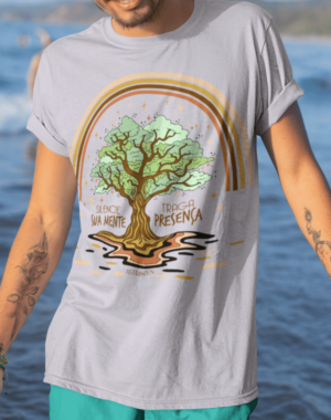 Camiseta Silencie a Mente – Cinza Mescla