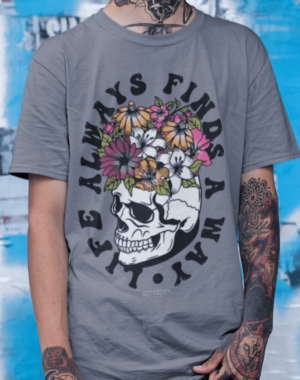 Camiseta Always Find Skull – Cinza Chumbo Estonado