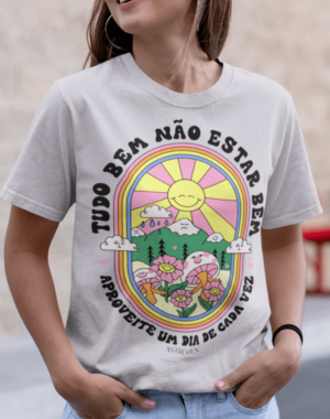 Camiseta Tá Tudo Bem Não Estar Bem – Cinza Mescla