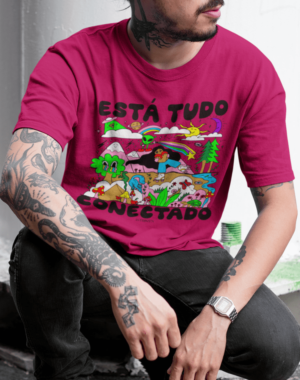 Camiseta Está Tudo Conectado – Vinho