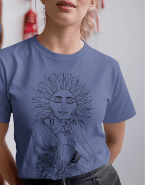 Camiseta Mulher Sol – Azul Marinho Estonada