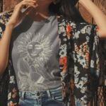 Camiseta Mulher Sol - Cinza Chumbo Estonada