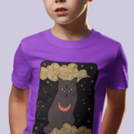 Camiseta Infantil Tarot Gatinho Lua - Roxa