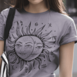 Camiseta Sol Místico - Cinza Chumbo Estonada