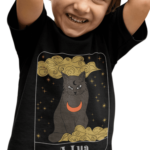 Camiseta Infantil Tarot Gatinho Lua - Preta