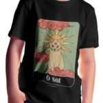 Camiseta Infantil Tarot Gatinho Sol - Preta