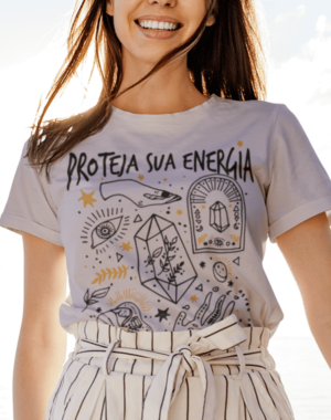 Camiseta Proteja sua Energia – Cinza Mescla