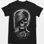 Camiseta de Rock Caveira Screamo Emocore - Preta