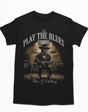 Camiseta Gato com guitarra I´ll play the blues for you – Preta