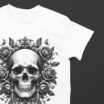 Camiseta Caveira floral e rococó- Branca