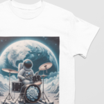 Camiseta Astronauta baterista- Branca