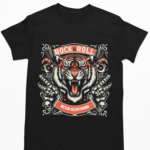 Camiseta Rock and Roll Tiger - Preta