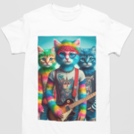 Camiseta Rainbow Cat- Branca