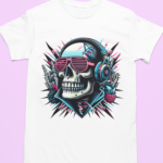 Camiseta Synthwave Skull - Branca